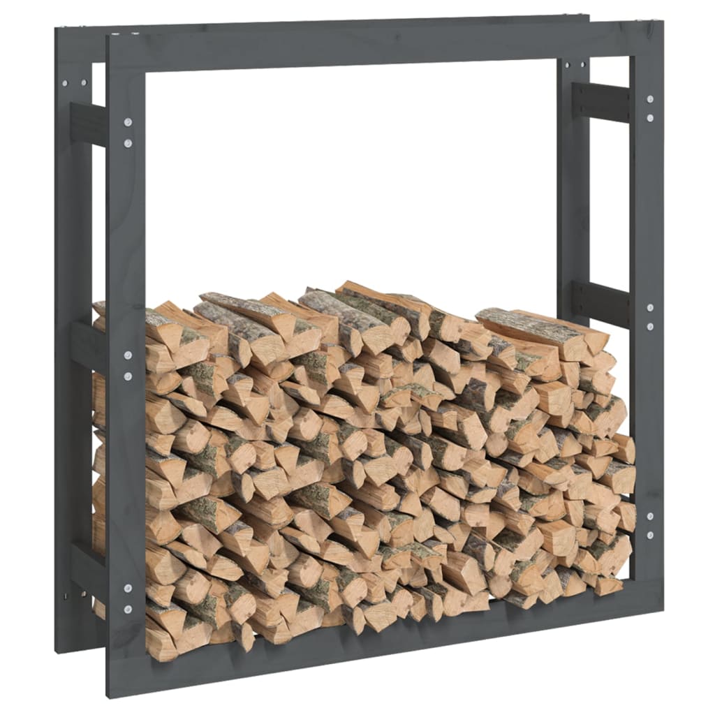 Vedstativ grå 100x25x100 cm heltre furu