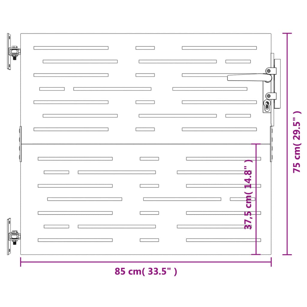 Hageport 85x75 cm cortenstål firkantet design