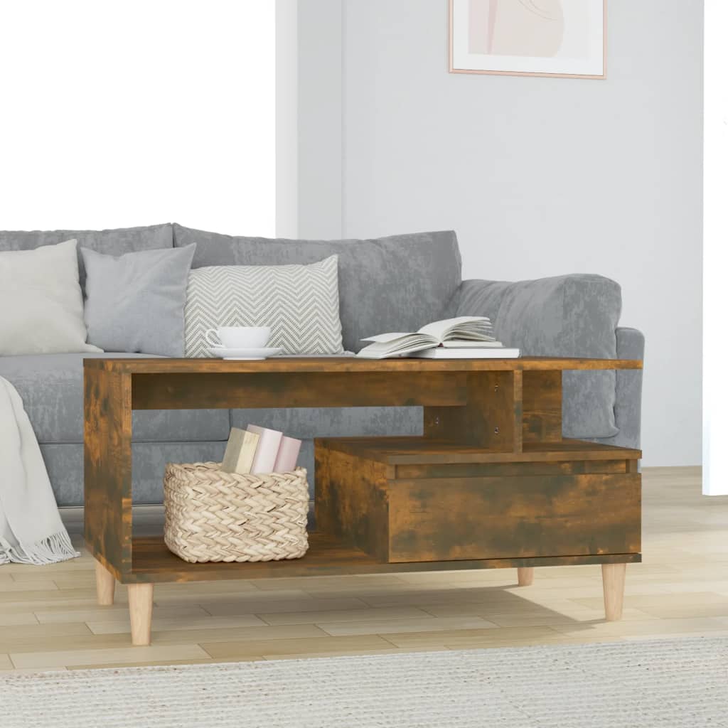 Salongbord røkt eik 90x49x45 cm konstruert tre
