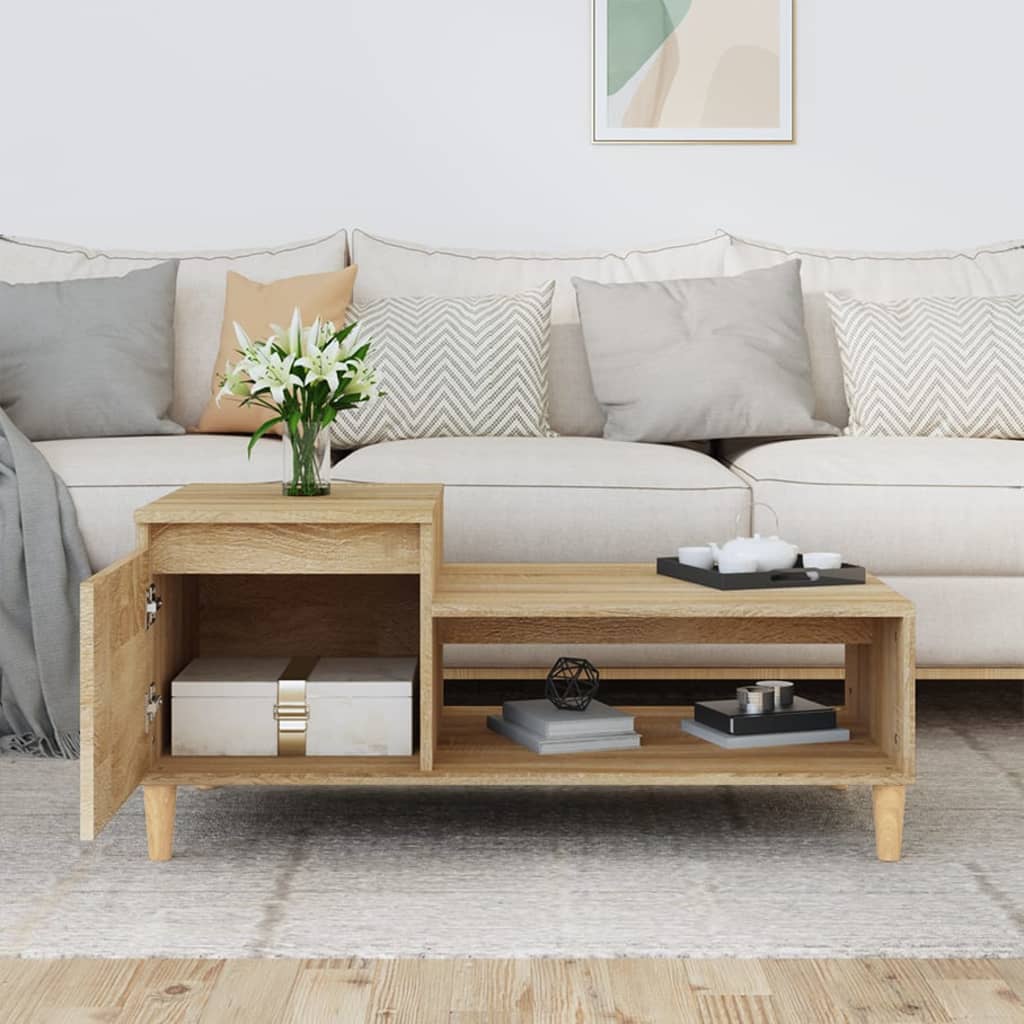 Salongbord sonoma eik 100x50x45 cm konstruert tre