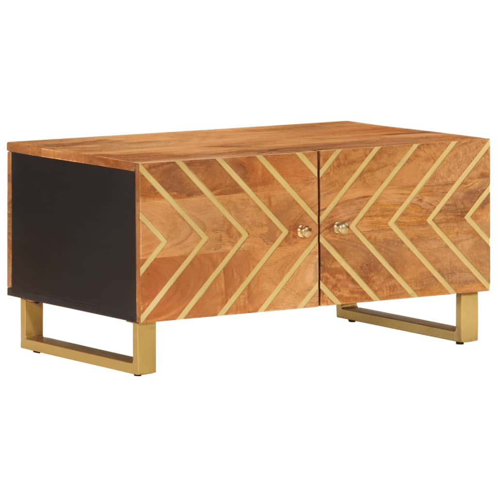 Salongbord brun og svart 80x50x40 cm heltre furu