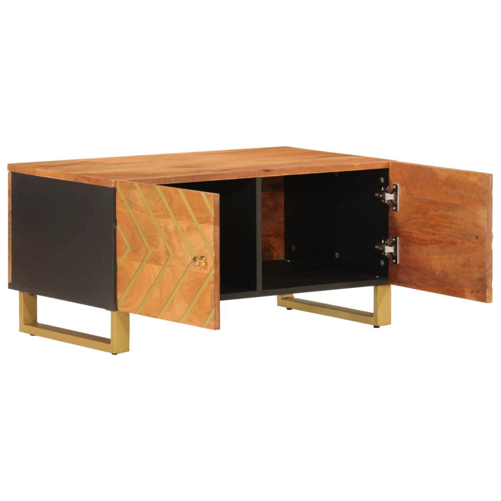 Salongbord brun og svart 80x50x40 cm heltre furu