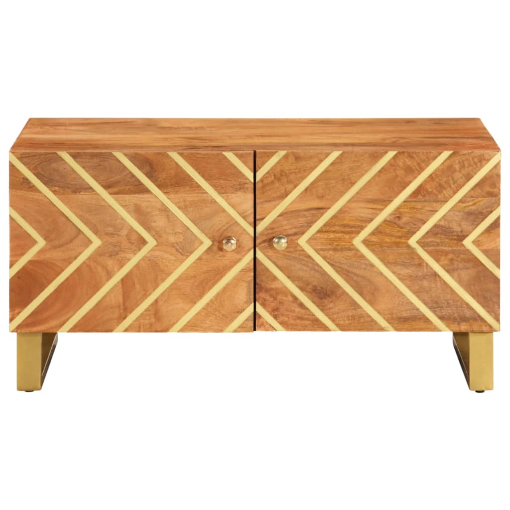 Salongbord brun og svart 80x50x40 cm heltre furu
