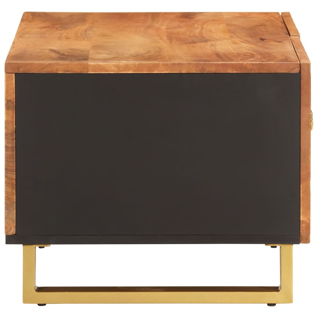 Salongbord brun og svart 80x50x40 cm heltre furu