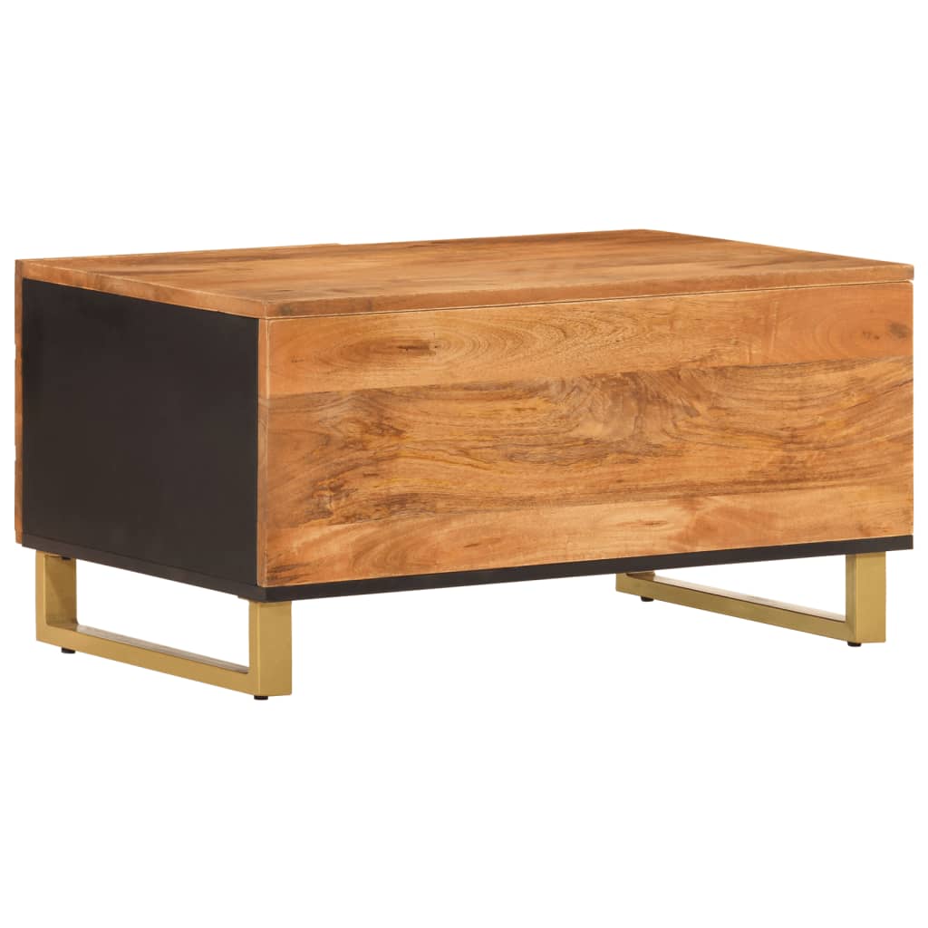 Salongbord brun og svart 80x50x40 cm heltre furu