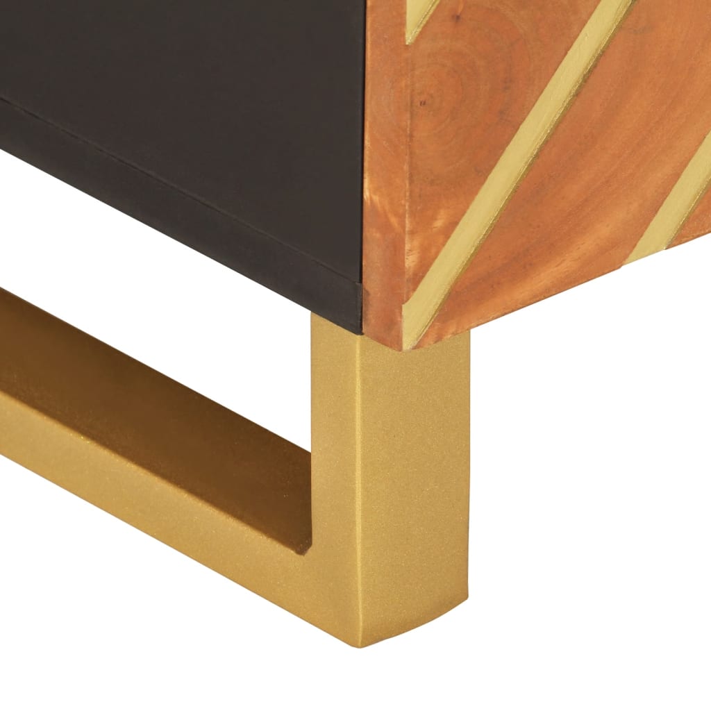 Salongbord brun og svart 80x50x40 cm heltre furu