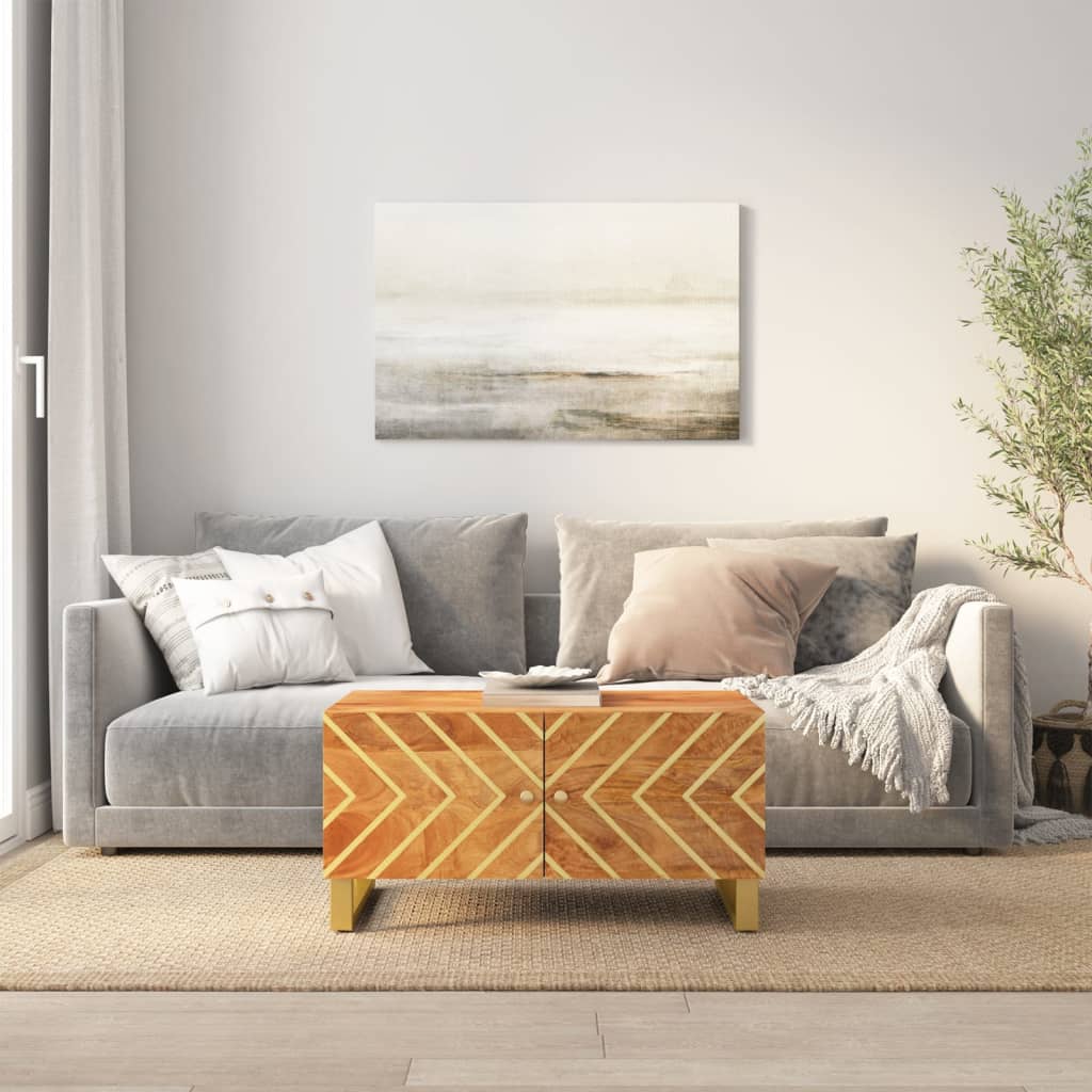 Salongbord brun og svart 80x50x40 cm heltre furu