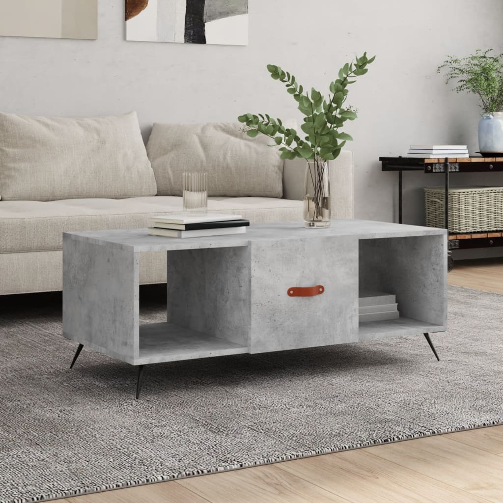 Salongbord betonggrå 102x50x40 cm konstruert tre