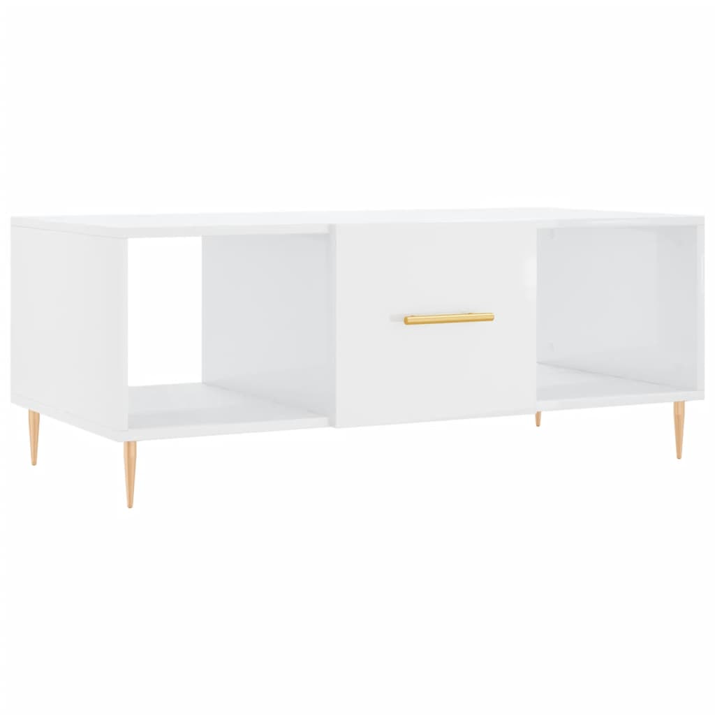 Salongbord høyglans hvit 102x50x40 cm konstruert tre