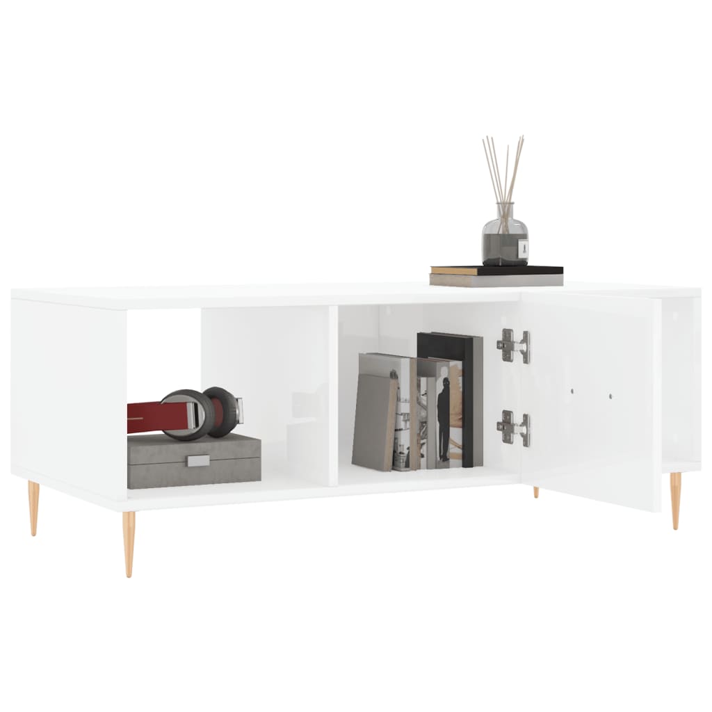 Salongbord høyglans hvit 102x50x40 cm konstruert tre
