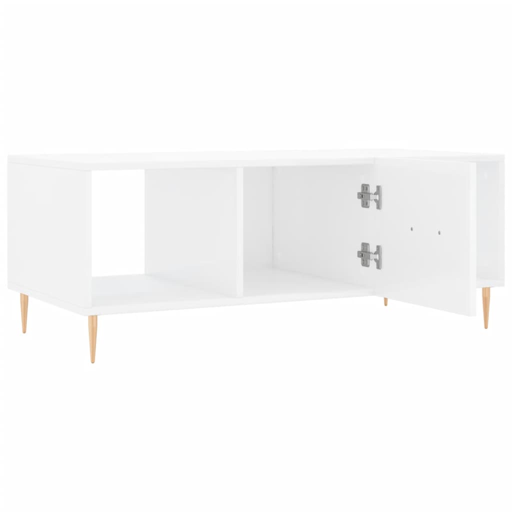 Salongbord høyglans hvit 102x50x40 cm konstruert tre