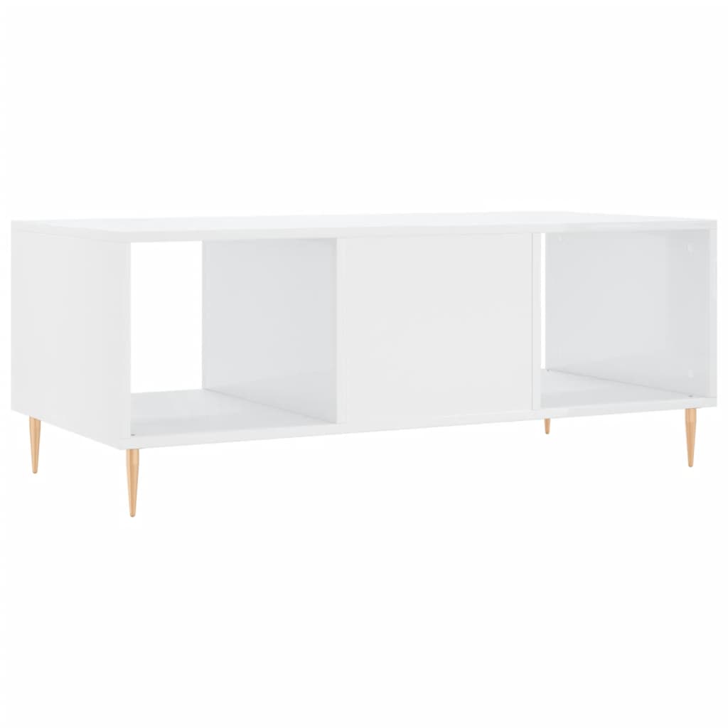 Salongbord høyglans hvit 102x50x40 cm konstruert tre