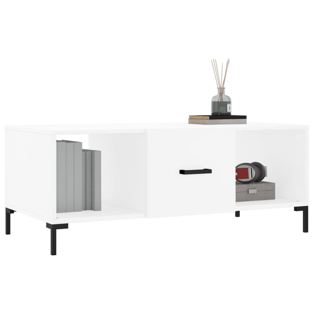 Salongbord hvit 102x50x40 cm konstruert tre