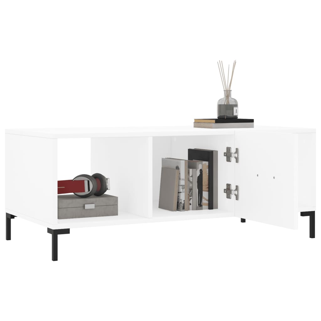 Salongbord hvit 102x50x40 cm konstruert tre