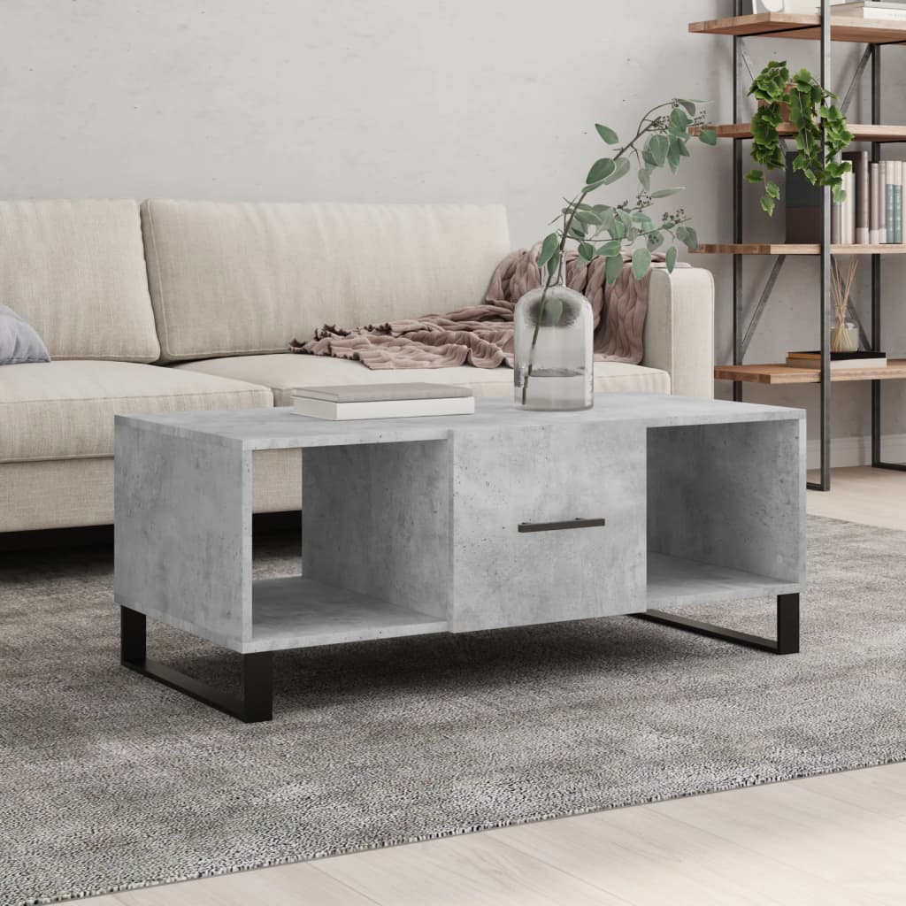 Salongbord betonggrå 102x50x40 cm konstruert tre