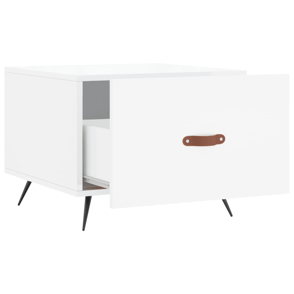 Salongbord 2 stk høyglans hvit 50x50x40 cm konstruert tre