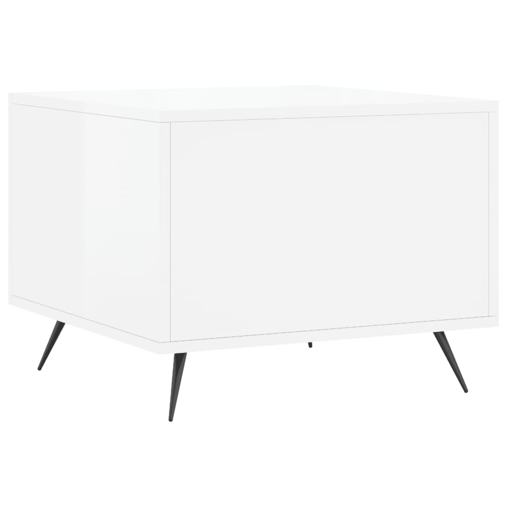 Salongbord 2 stk høyglans hvit 50x50x40 cm konstruert tre