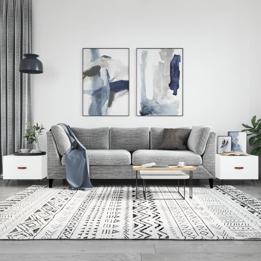 Salongbord 2 stk høyglans hvit 50x50x40 cm konstruert tre