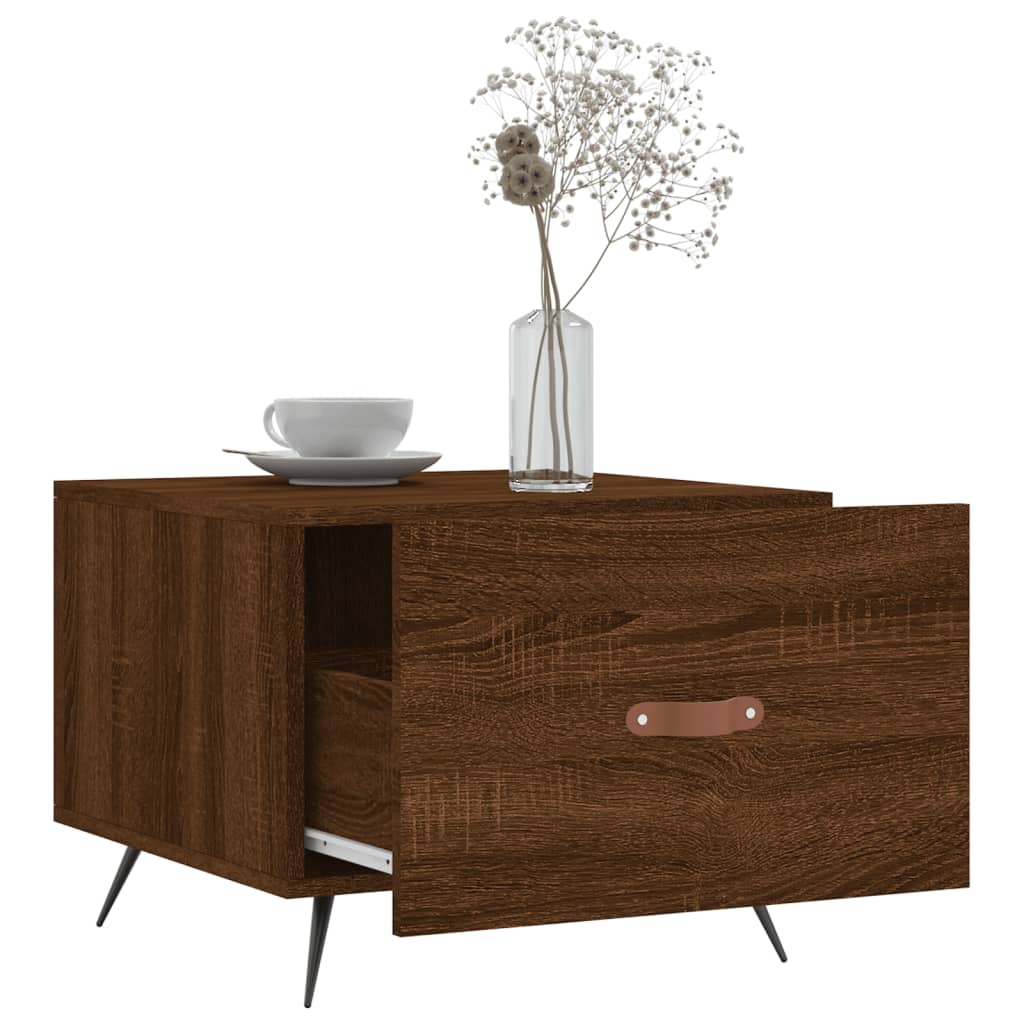 Salongbord 2 stk brun eik 50x50x40 cm konstruert tre