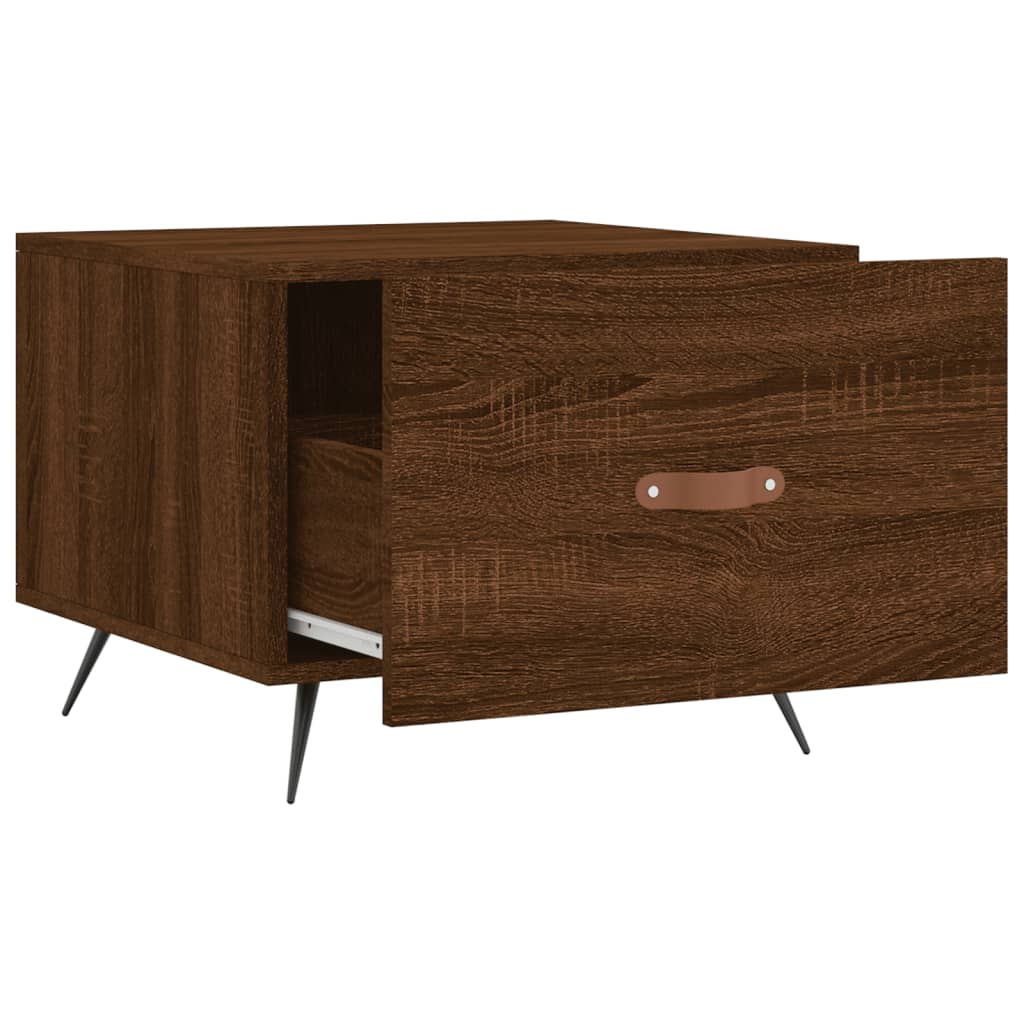 Salongbord 2 stk brun eik 50x50x40 cm konstruert tre