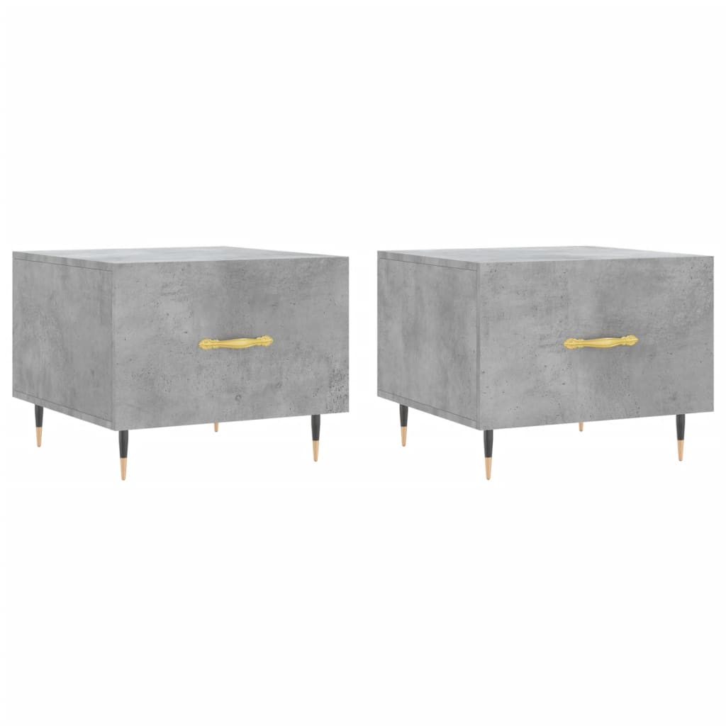 Salongbord 2 stk betonggrå 50x50x40 cm konstruert tre