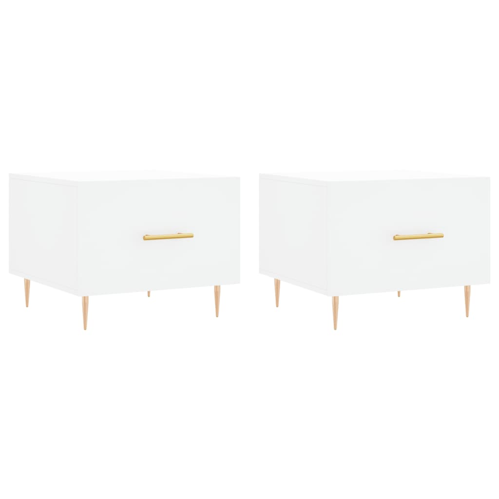 Salongbord 2 stk hvit 50x50x40 cm konstruert tre