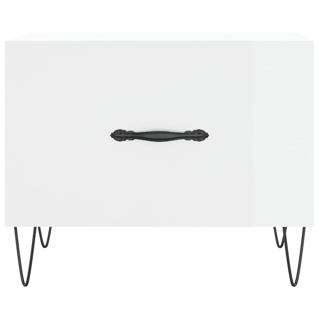 Salongbord høyglans hvit 50x50x40 cm konstruert tre