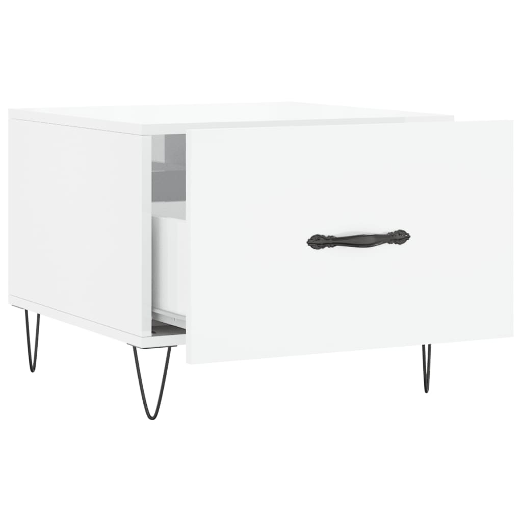 Salongbord høyglans hvit 50x50x40 cm konstruert tre