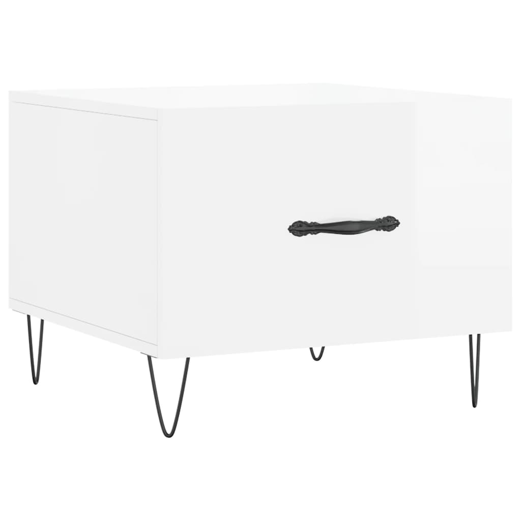 Salongbord 2 stk høyglans hvit 50x50x40 cm konstruert tre