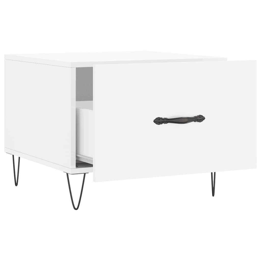 Salongbord 2 stk høyglans hvit 50x50x40 cm konstruert tre