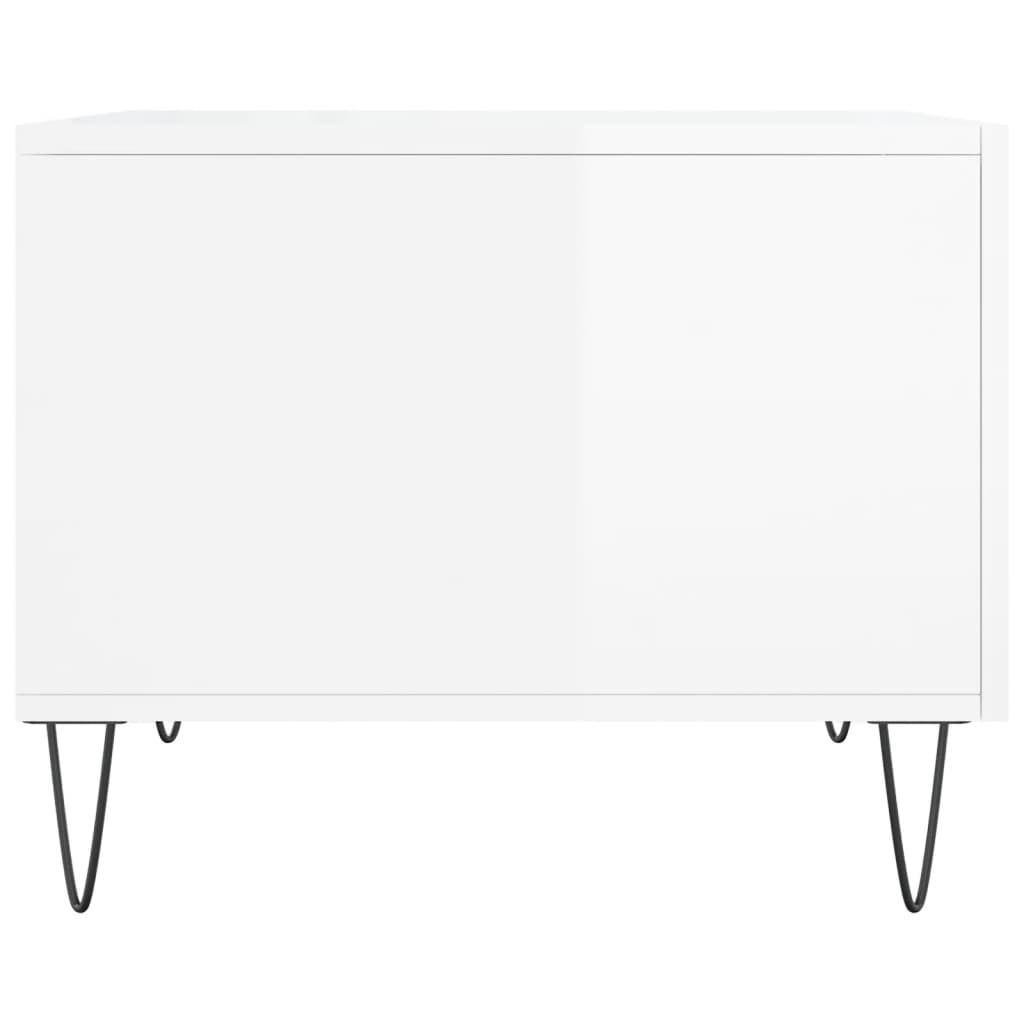 Salongbord 2 stk høyglans hvit 50x50x40 cm konstruert tre