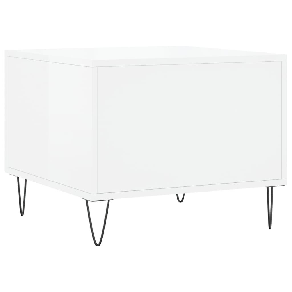 Salongbord 2 stk høyglans hvit 50x50x40 cm konstruert tre