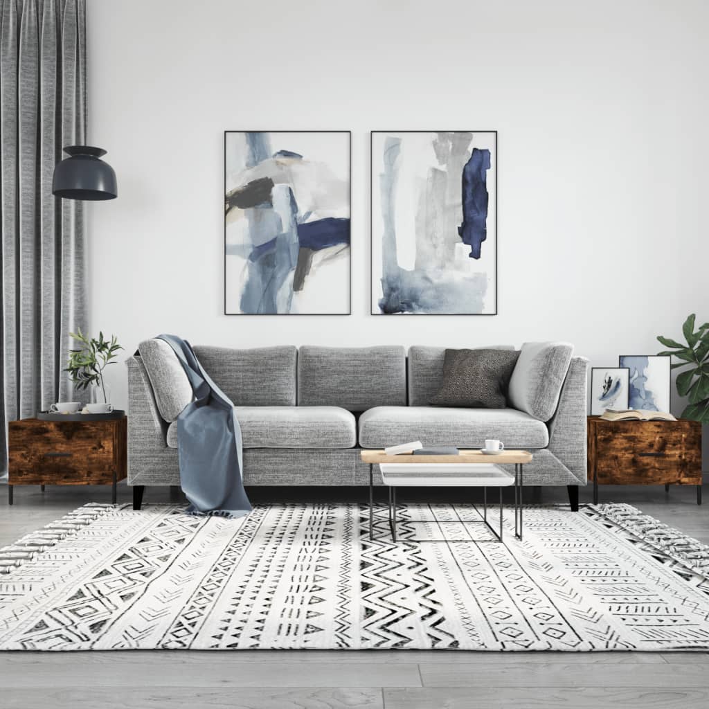 Salongbord 2 stk røkt eik 50x50x40 cm konstruert tre