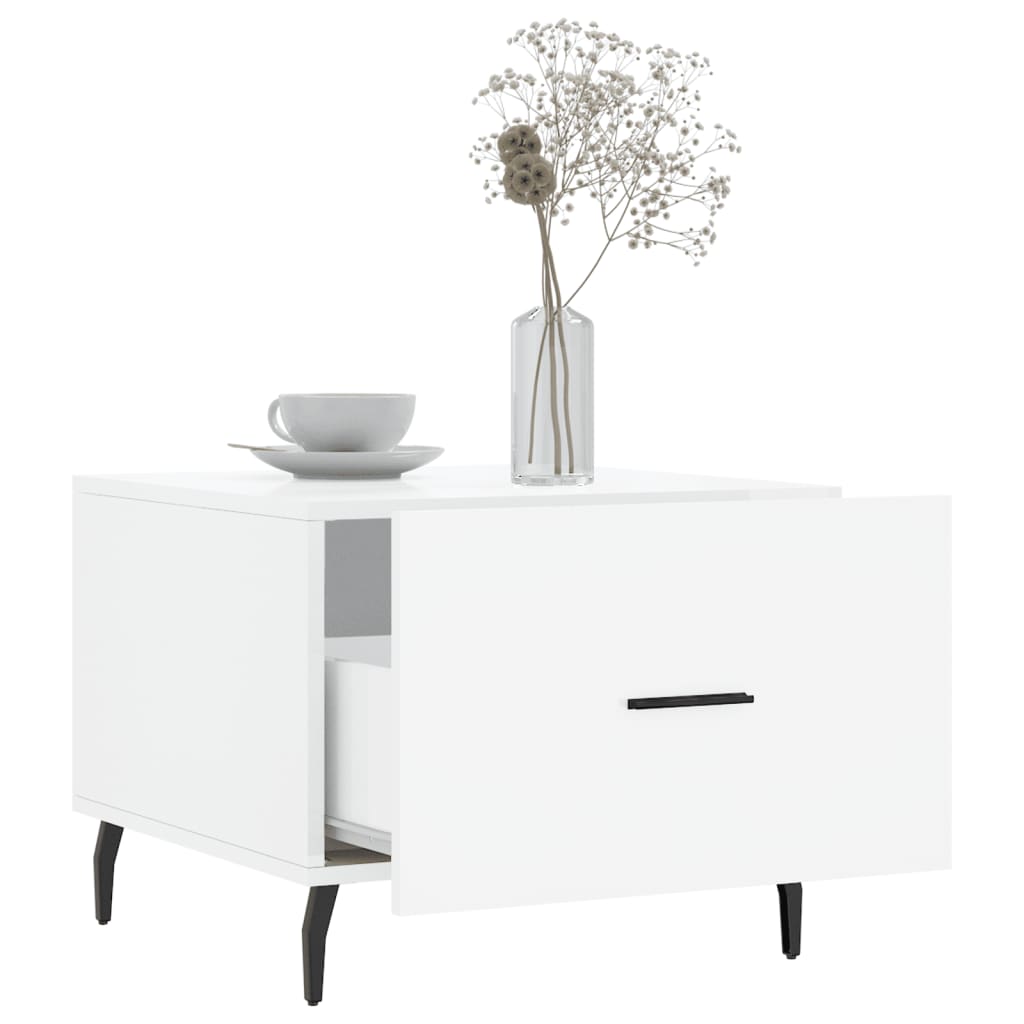 Salongbord 2 stk høyglans hvit 50x50x40 cm konstruert tre