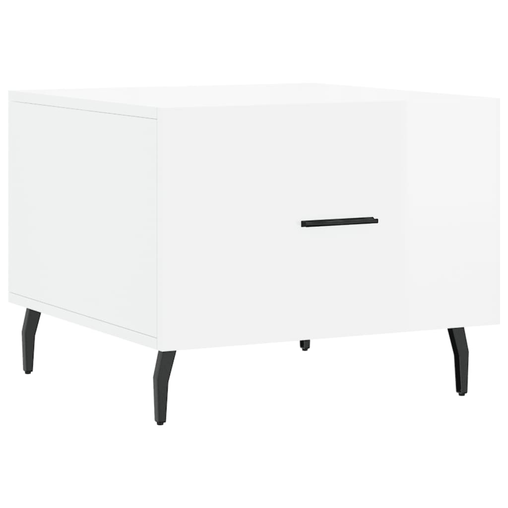 Salongbord 2 stk høyglans hvit 50x50x40 cm konstruert tre
