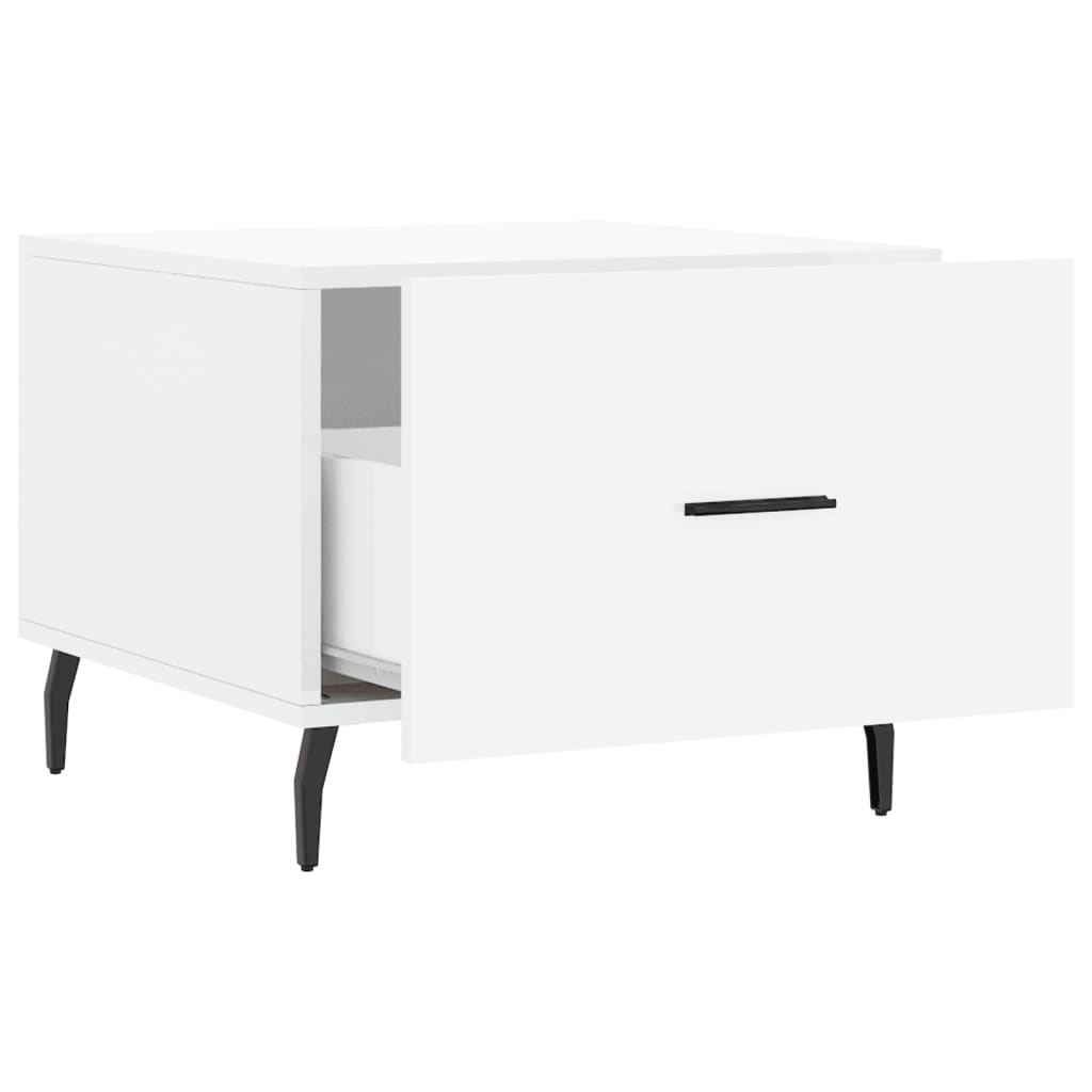 Salongbord 2 stk høyglans hvit 50x50x40 cm konstruert tre