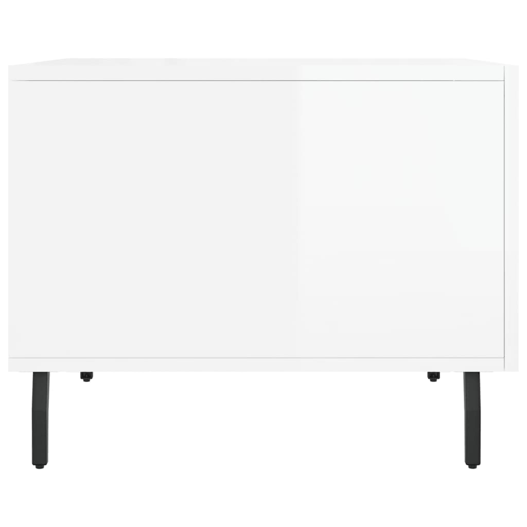 Salongbord 2 stk høyglans hvit 50x50x40 cm konstruert tre