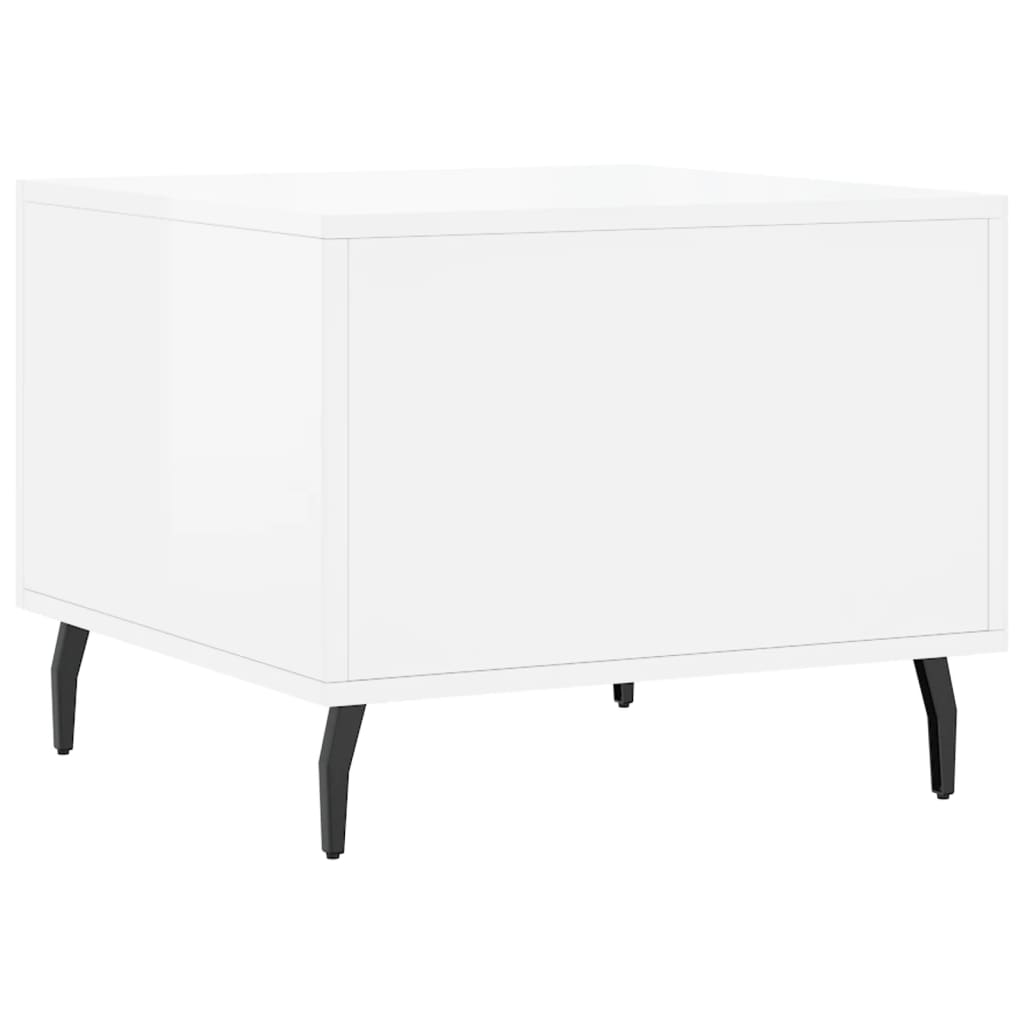 Salongbord 2 stk høyglans hvit 50x50x40 cm konstruert tre