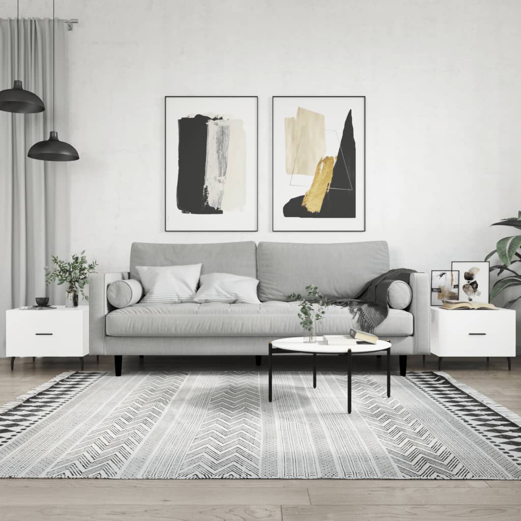 Salongbord 2 stk høyglans hvit 50x50x40 cm konstruert tre