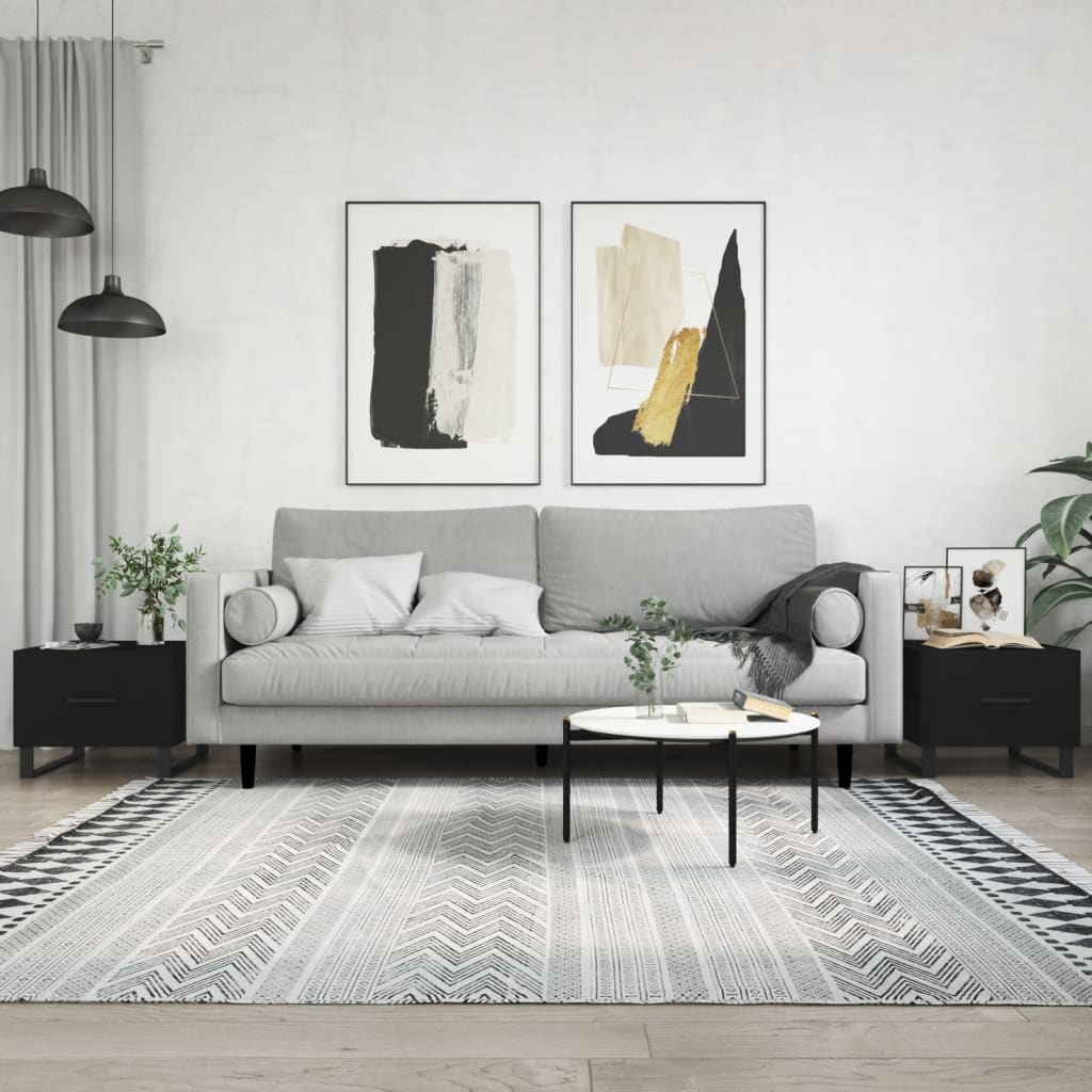 Salongbord 2 stk svart 50x50x40 cm konstruert tre
