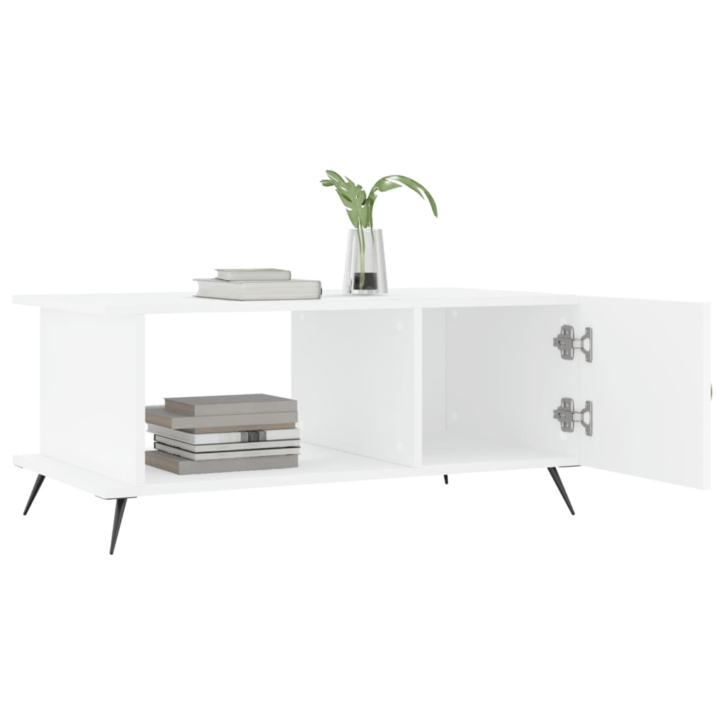 Salongbord hvit 90x50x40 cm konstruert tre