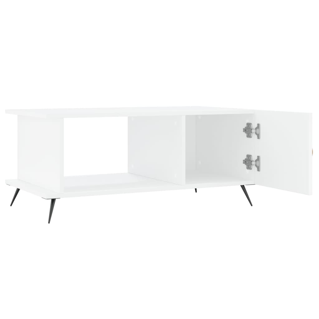 Salongbord hvit 90x50x40 cm konstruert tre