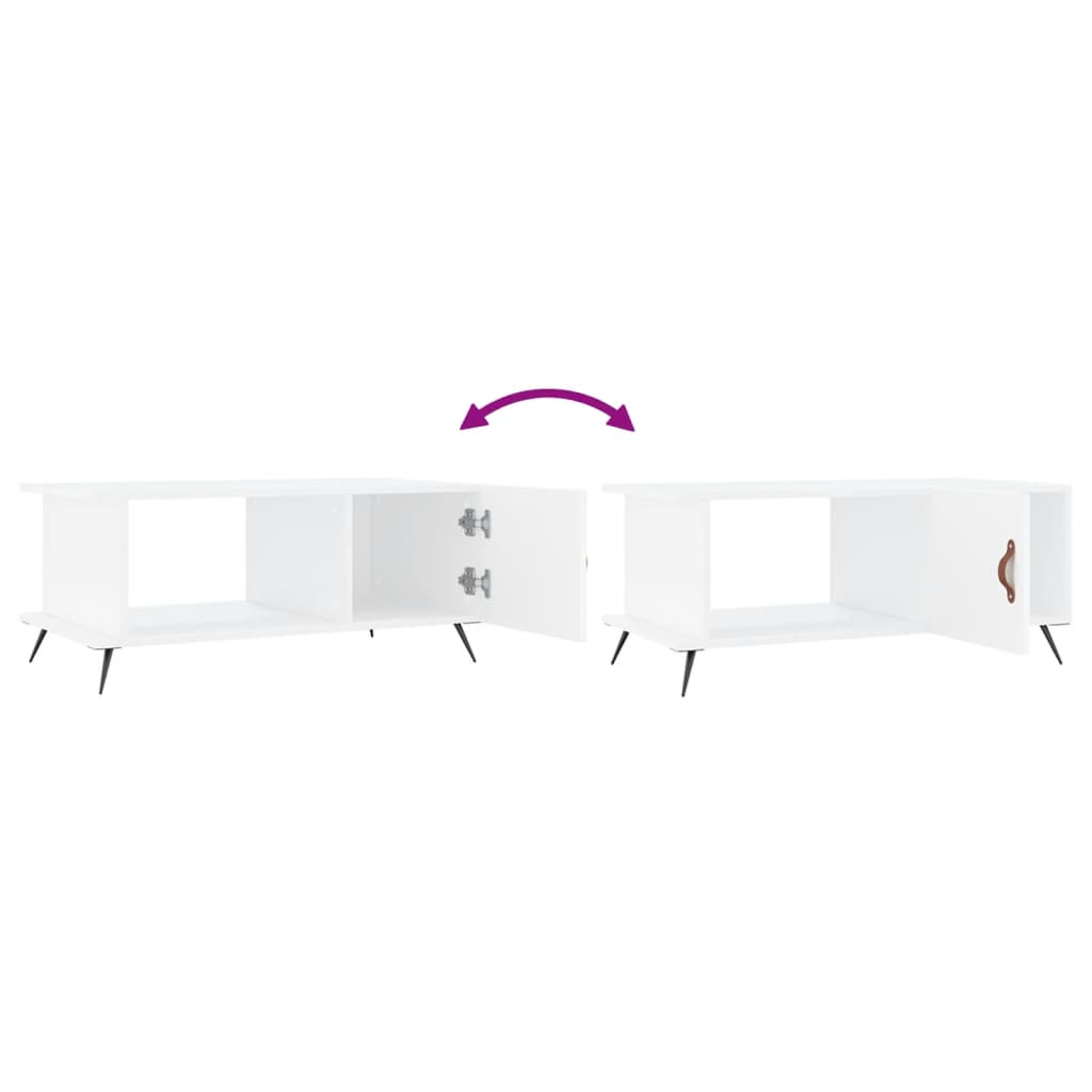Salongbord hvit 90x50x40 cm konstruert tre