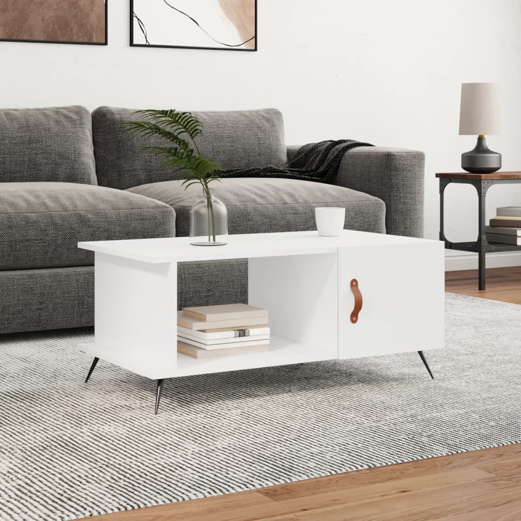 Salongbord hvit 90x50x40 cm konstruert tre