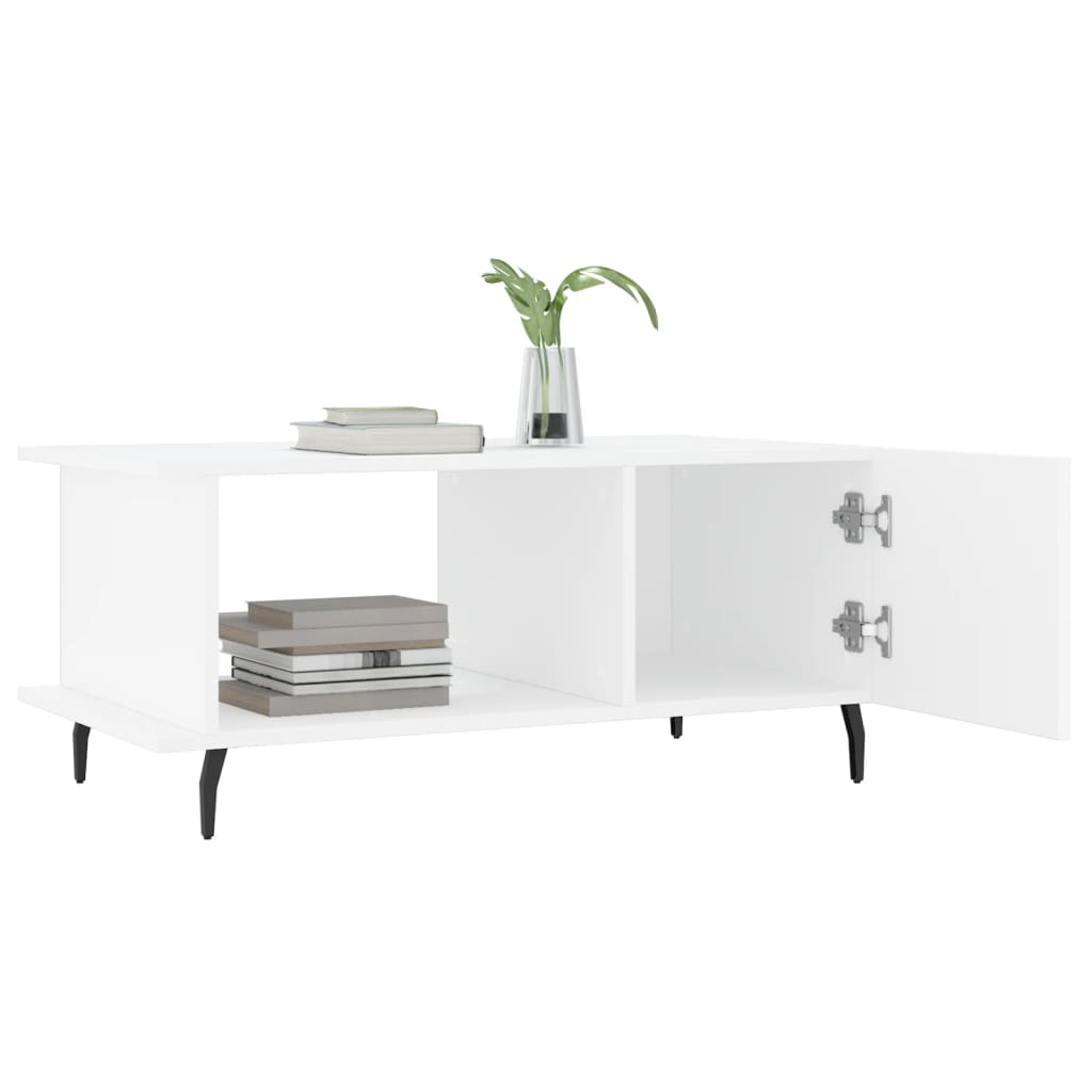Salongbord hvit 90x50x40 cm konstruert tre