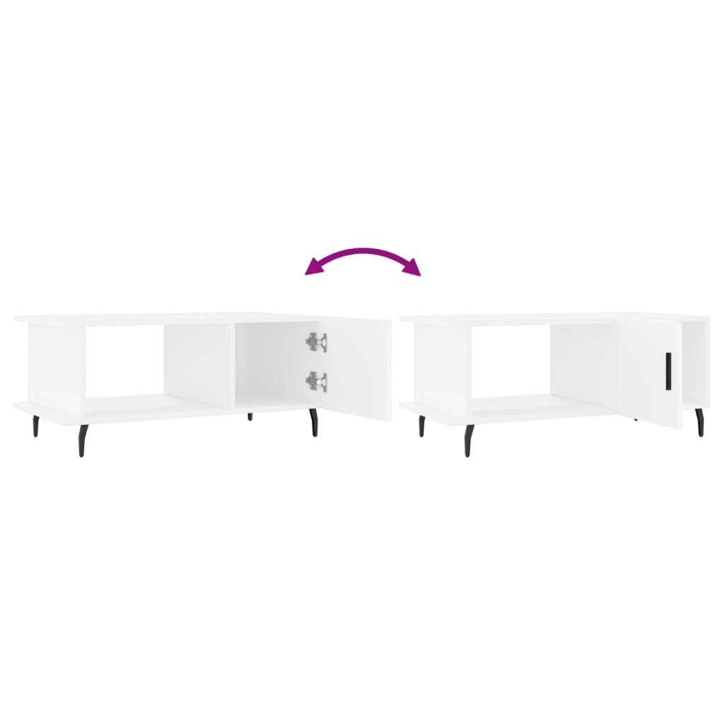 Salongbord hvit 90x50x40 cm konstruert tre