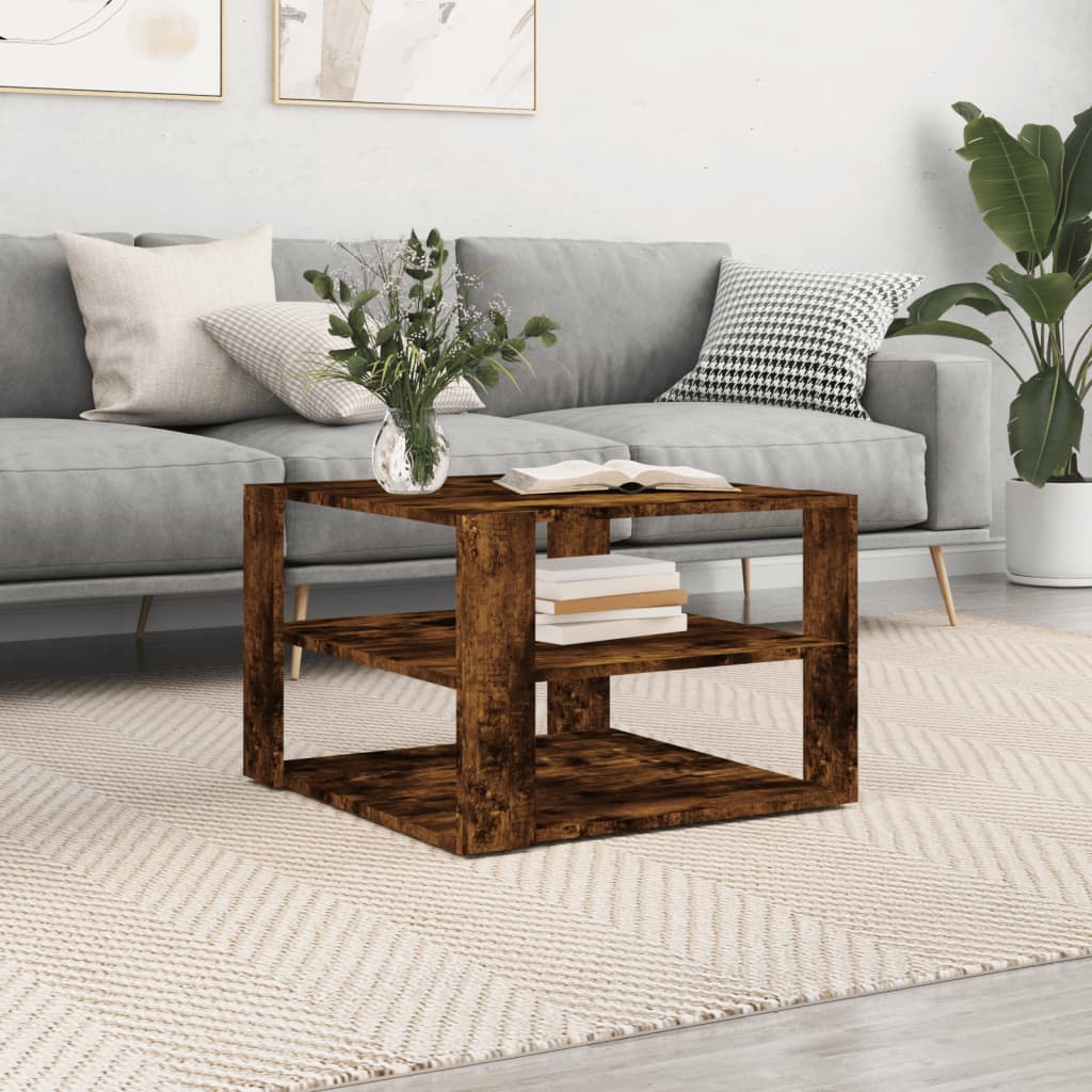 Salongbord røkt eik 59,5x59,5x40 cm konstruert tre