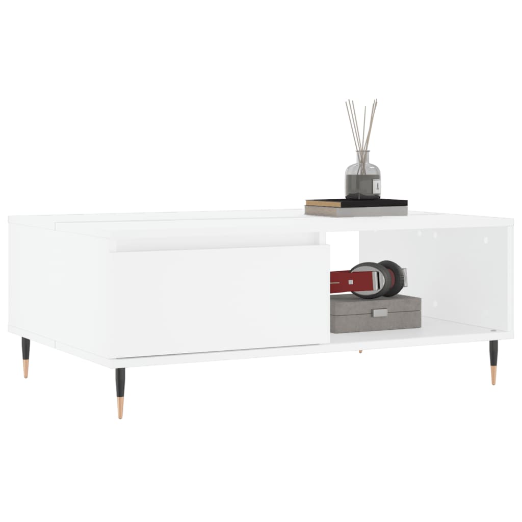 Salongbord hvit 90x60x35 cm konstruert tre