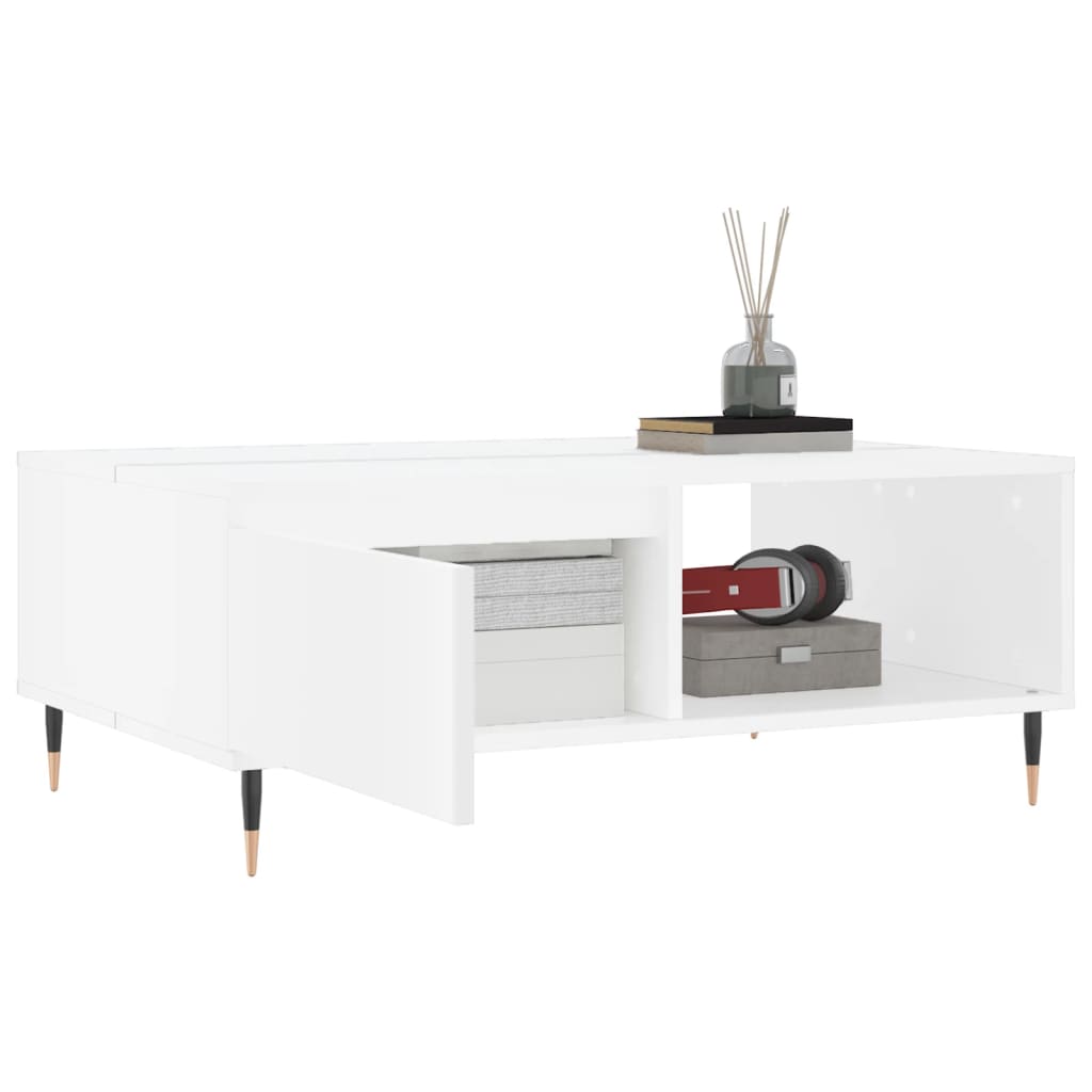 Salongbord hvit 90x60x35 cm konstruert tre