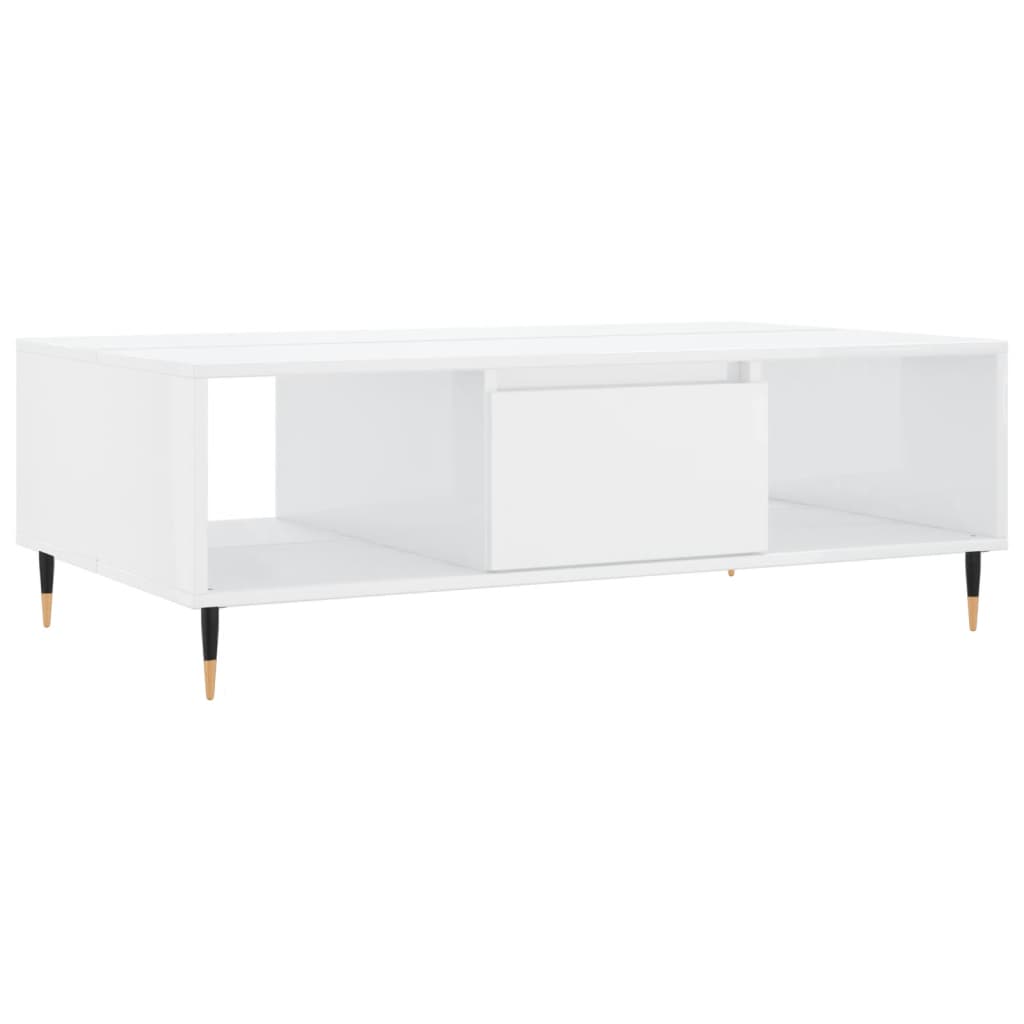 Salongbord høyglans hvit 104x60x35 cm konstruert tre
